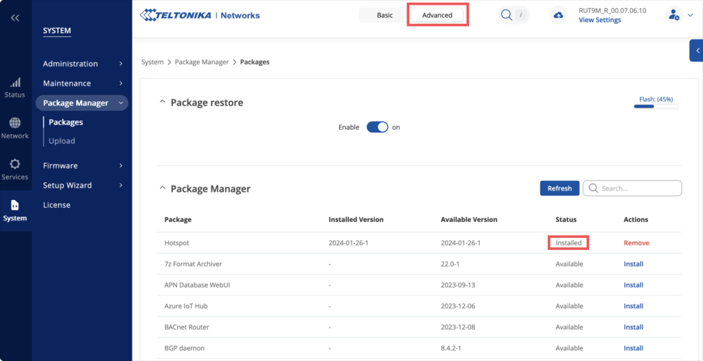 Initial router configuration