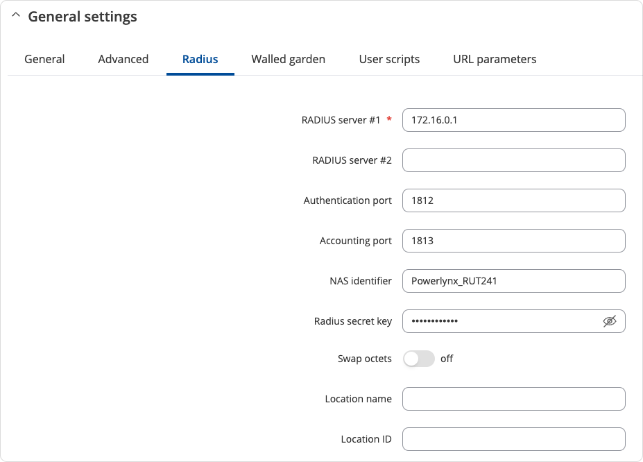 Set Up Radius