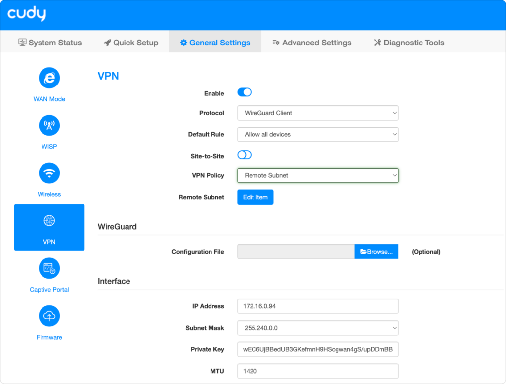 WireGuard VPN on Cudy