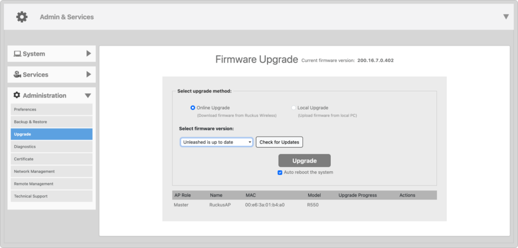 Update Ruckus firmware