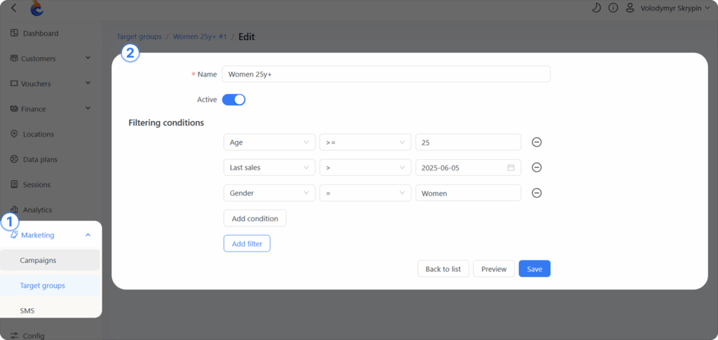 Target Groups to segment audience for personalized marketing