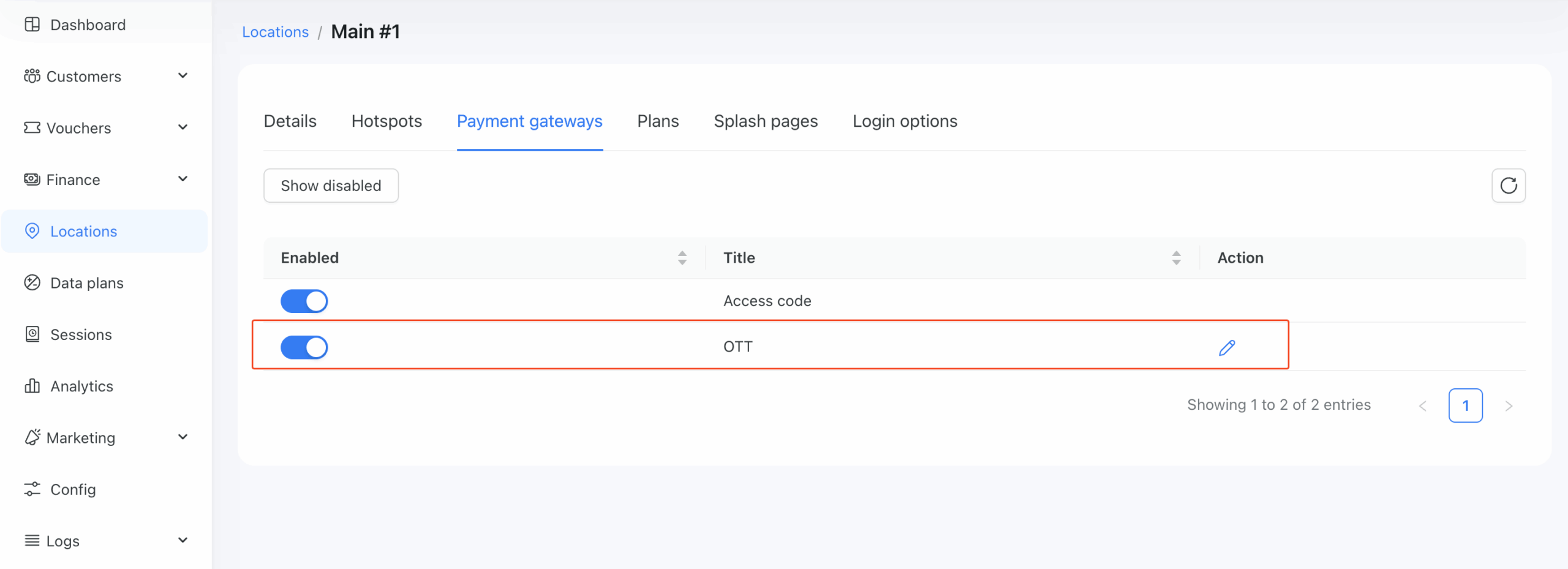 Use OTT payment gateway for multi-location