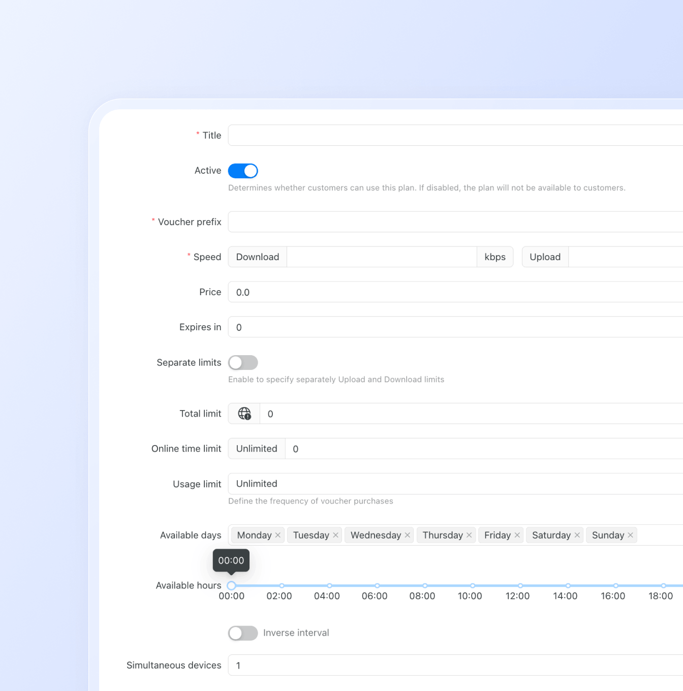 Configure flexible data plans for Wi-Fi hotspots