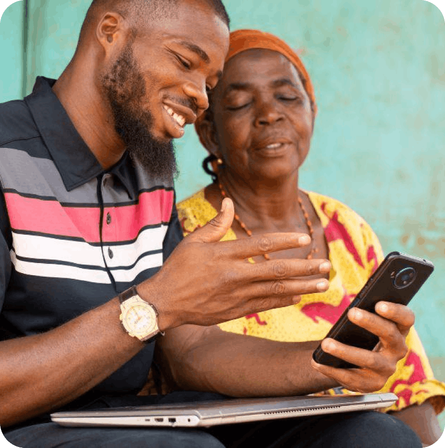 a man and a woman connect to Wi-Fi hotspot