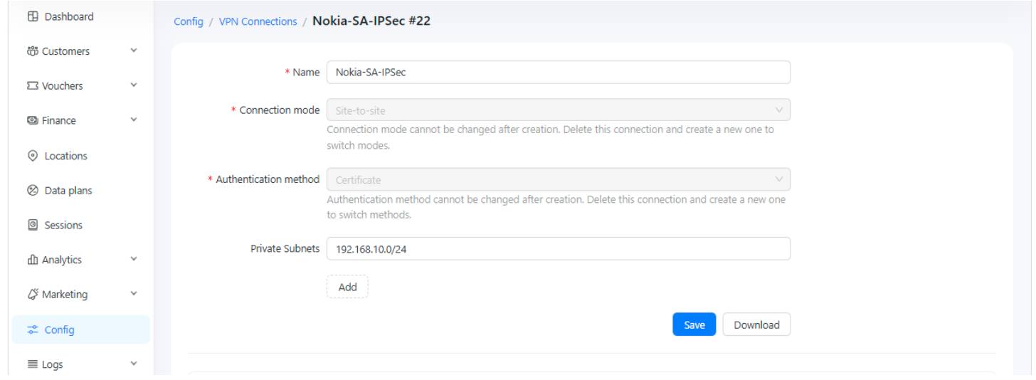 Location Details for Nokia configuration in Powerlynx