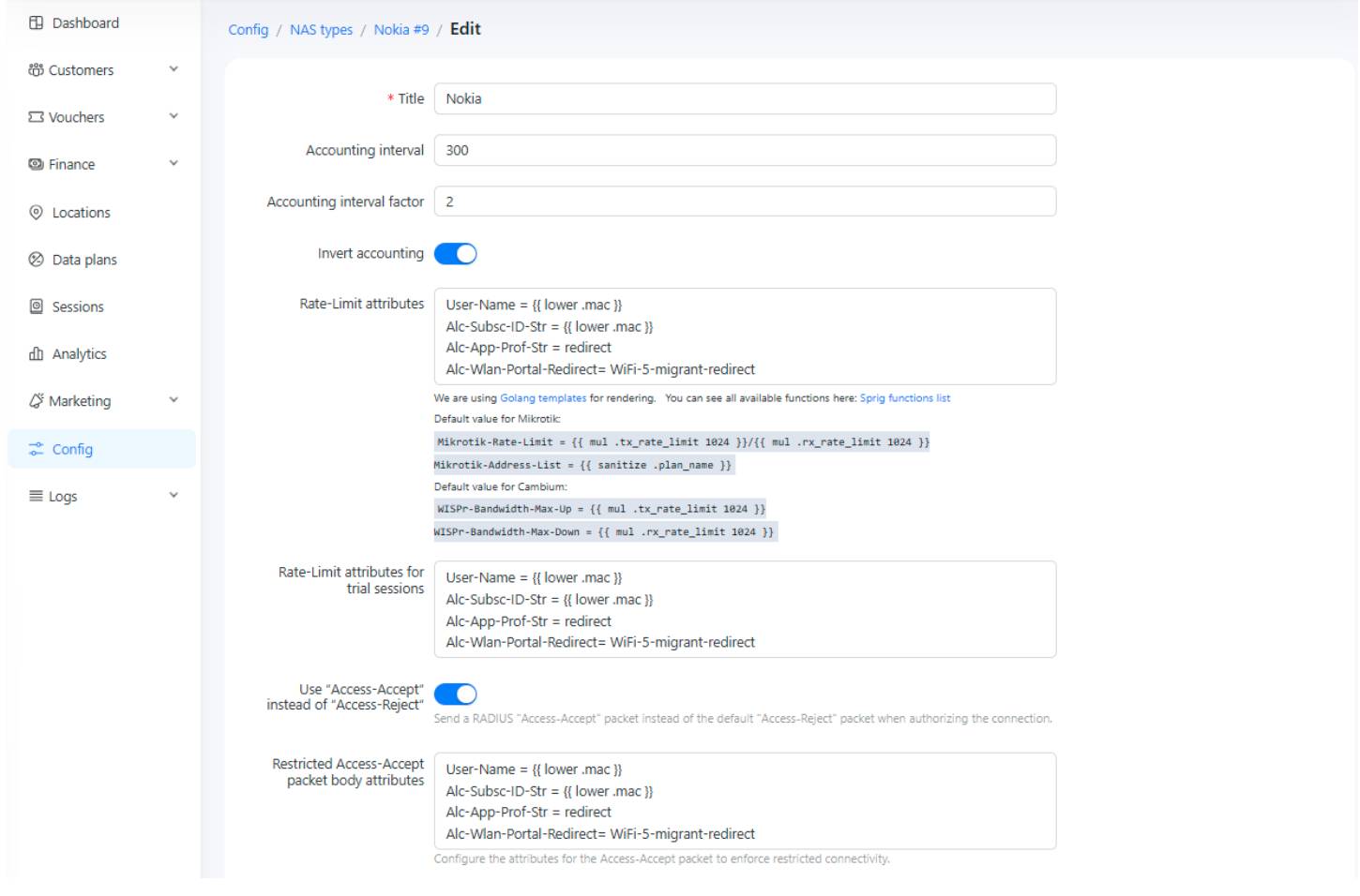 NAS Type definition in Powerlynx