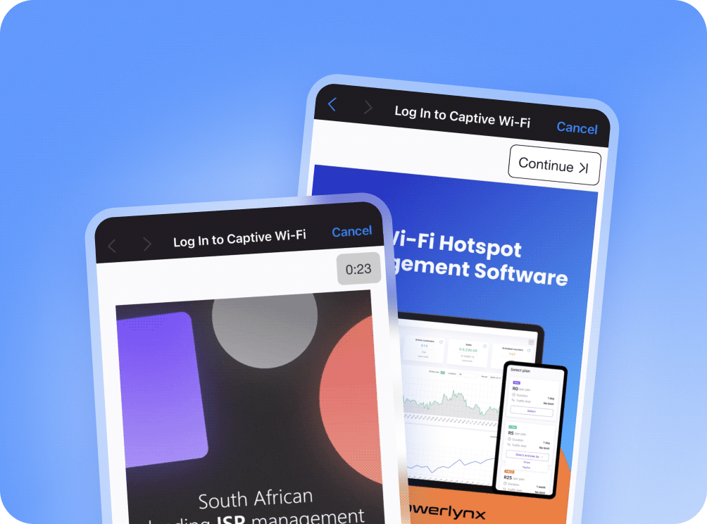 Ads on Wi-Fi captive portal in Powerlynx