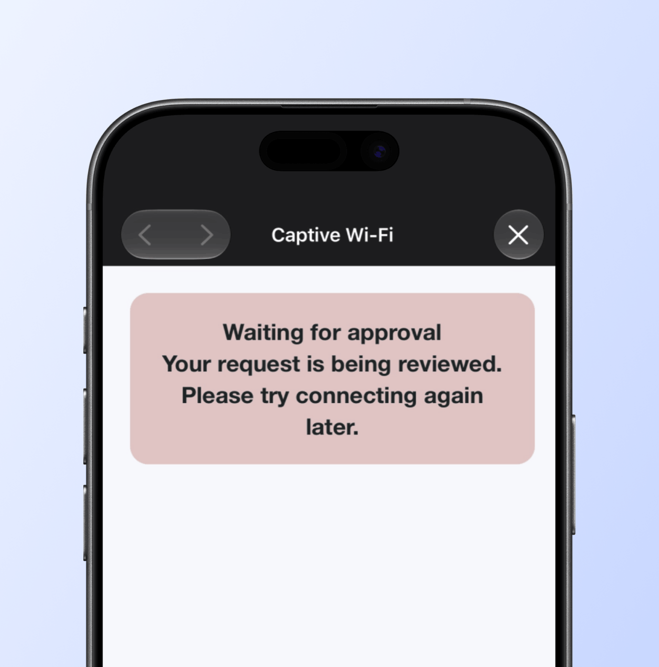 The splash page view when user waits for approval