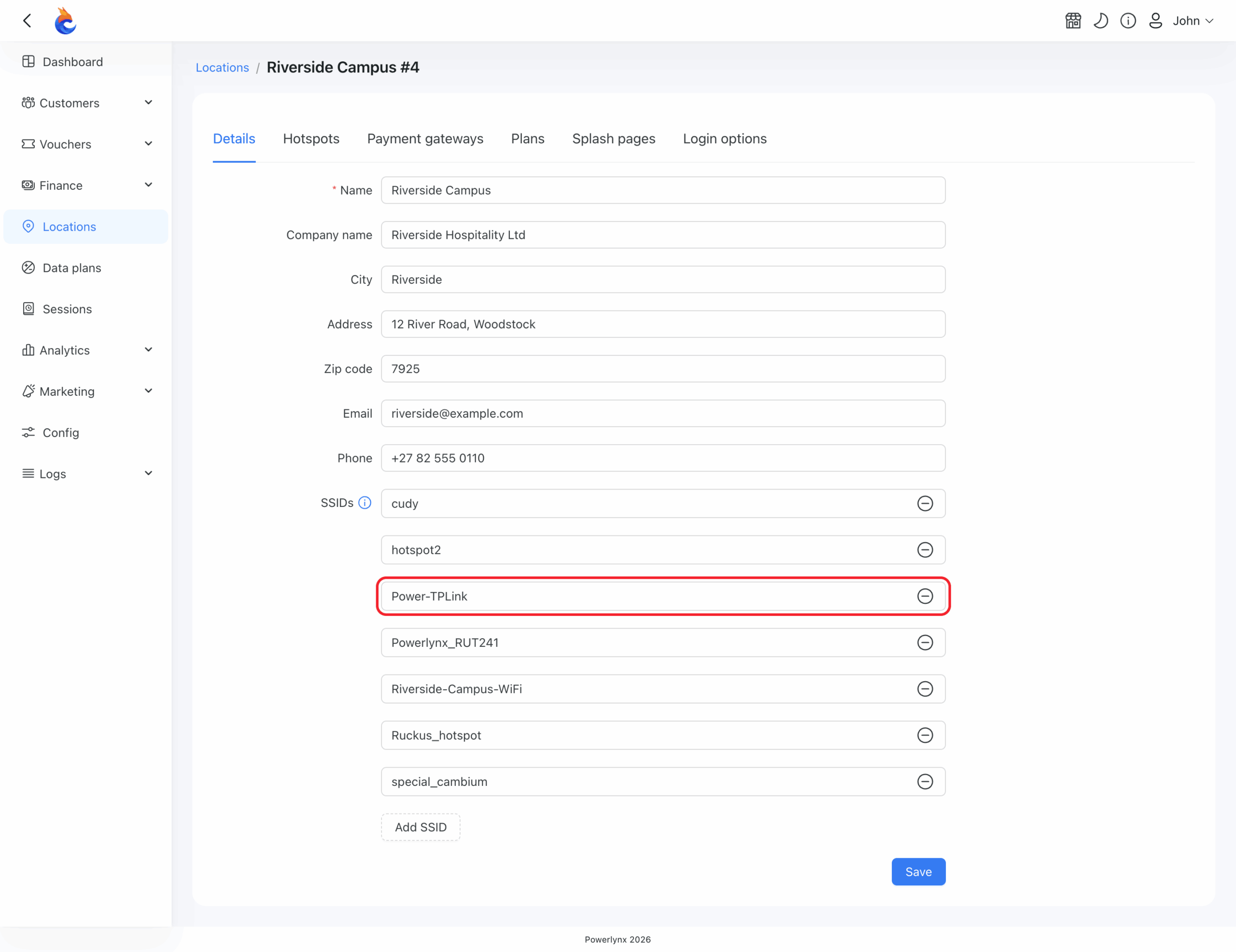 tplink omada powerlynx location ssids