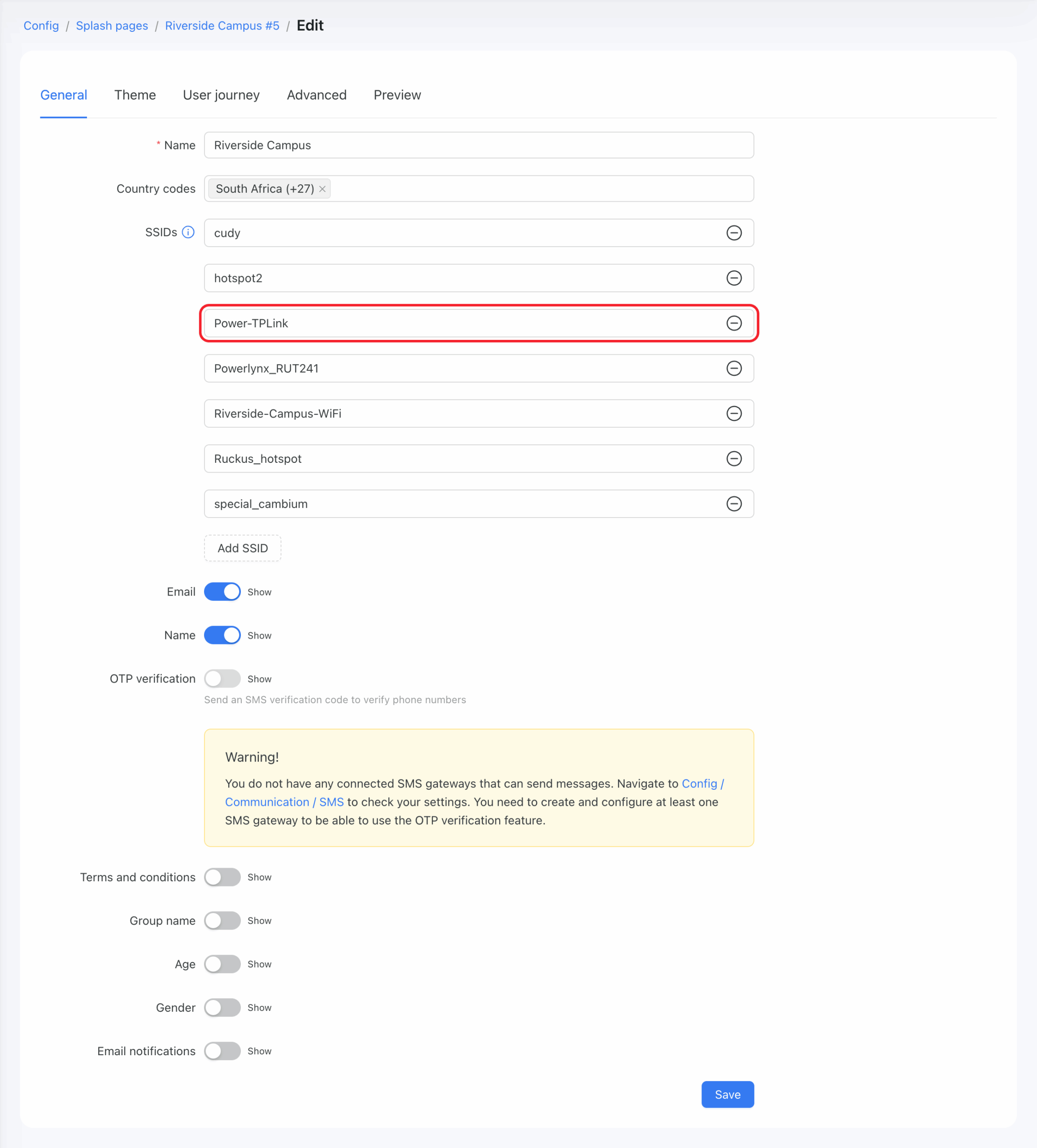 tplink omada powerlynx splash ssids